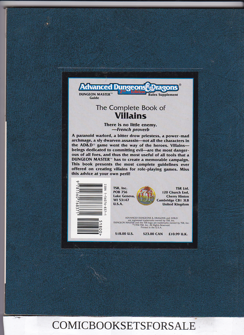 Advanced Dungeon’s & Dragons 2nd Edtion The Complete Book Of Villians - Image 2